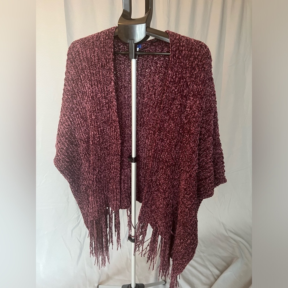 Burgundy Wine Chenille Poncho WORN ONCE